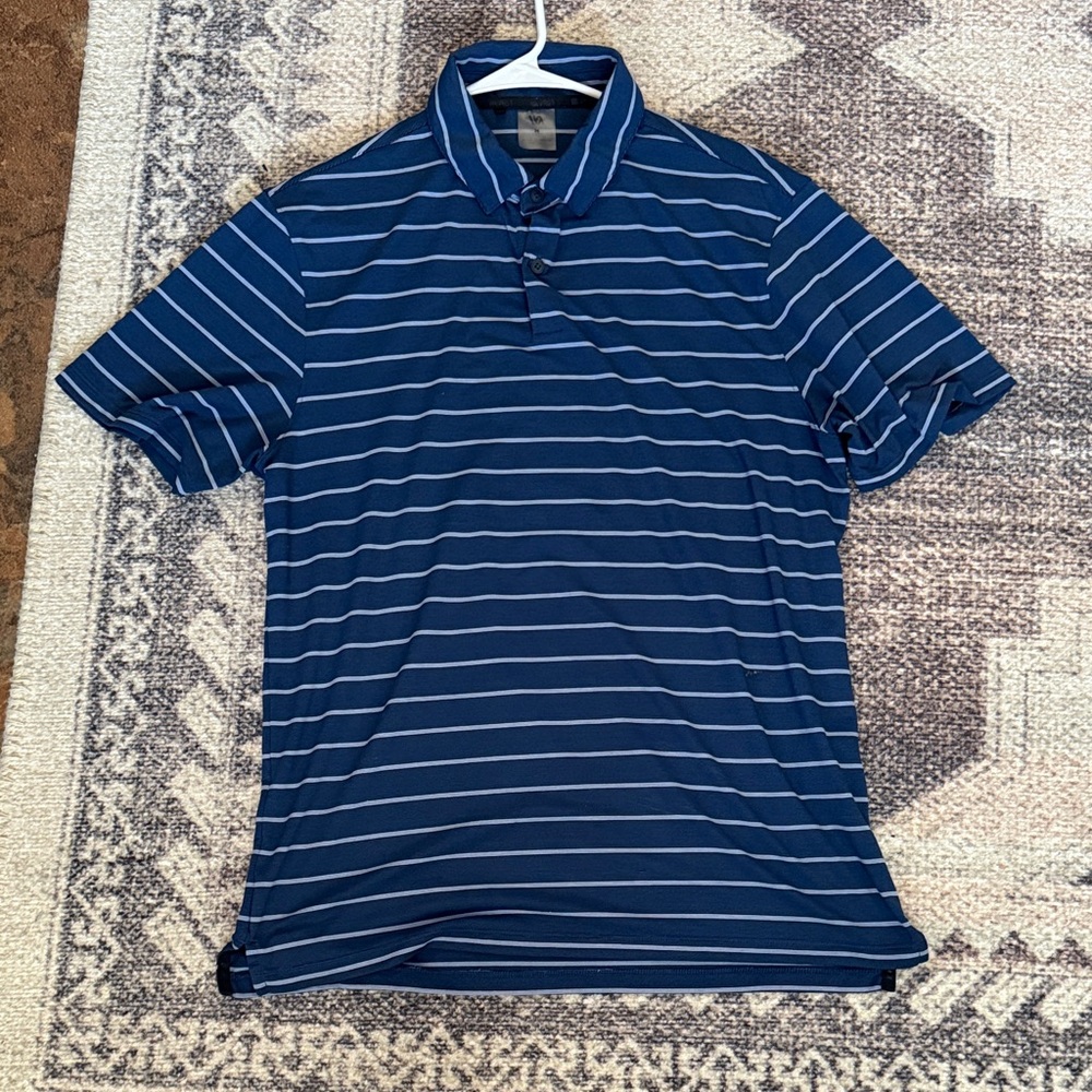 Men's Blue Striped Polo Shirt